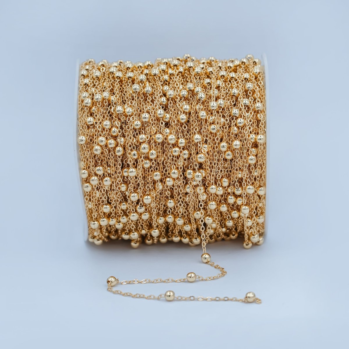 16K Gold Plate Satellite Chain - Gold Plate Beaded Chain - Satellite Chain By the Yard - Bead chain - Gold Rosary Chain | ROLL-298