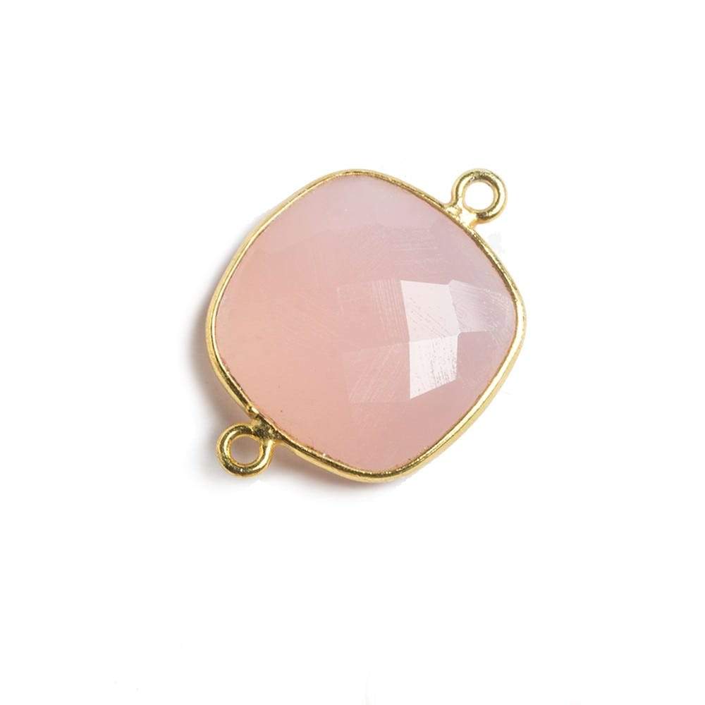 16mm Vermeil Bezel Petal Pink Chalcedony Cushion Focal Connector 1 piece