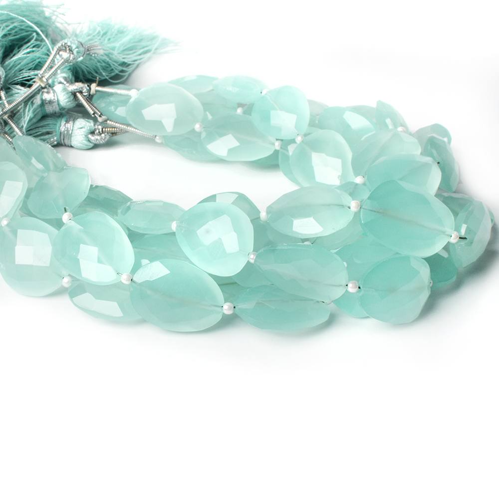 16x13mm Sea Blue Chalcedony straight drilled faceted nugget beads 8 inch 11 pieces A
