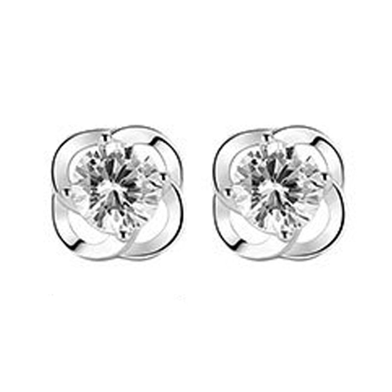 Lucky Four-leaf Clover Female Graceful Personality Inlaid Stud Earrings
