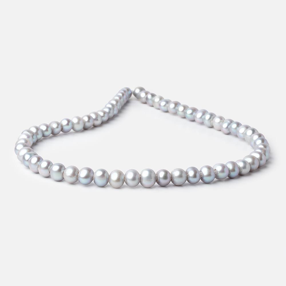 8-9mm Silver Off Round Large Hole Freshwater Pearl 15 inch 55 pieces