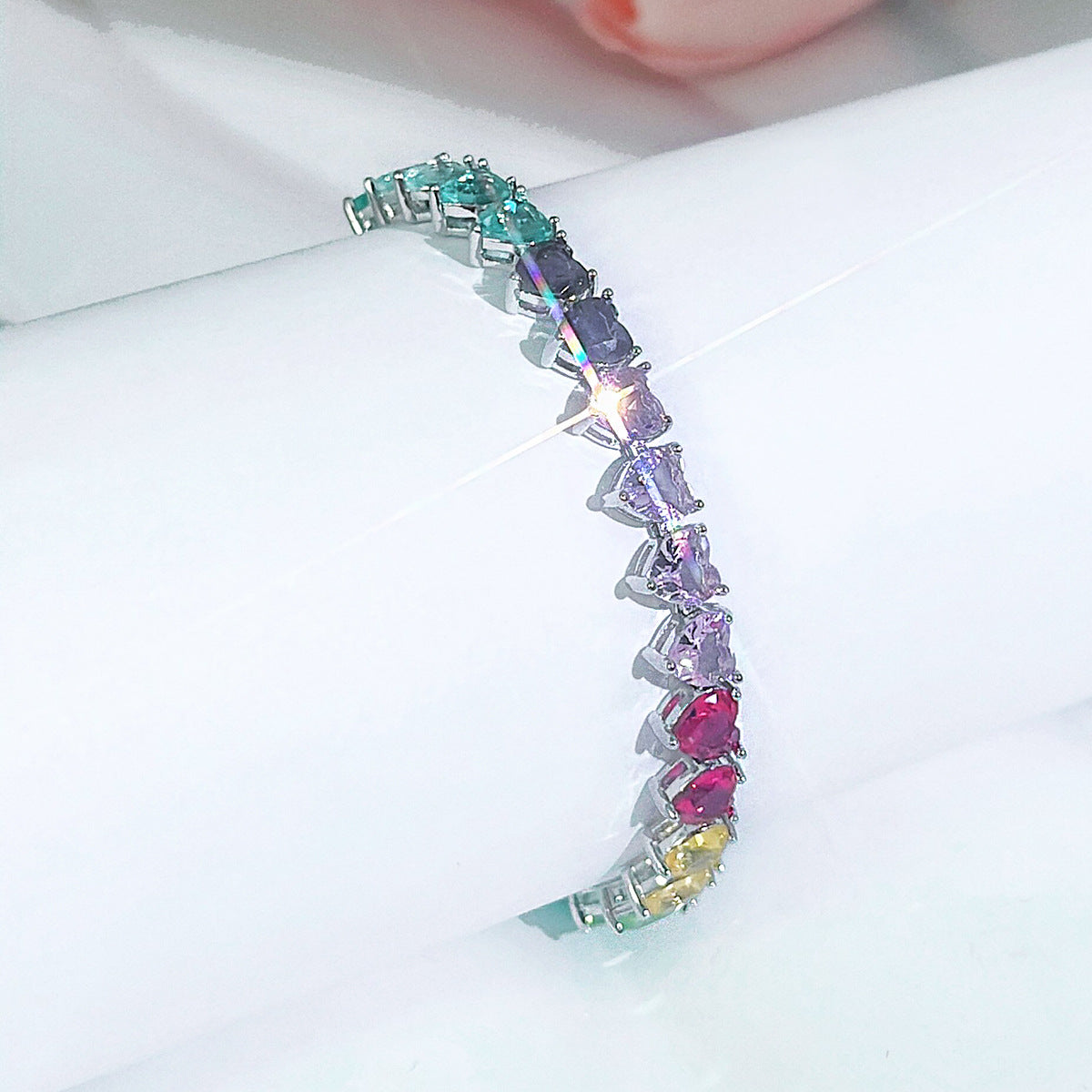 Fashionable Color Jewelry Heart Tennis Necklace For Women