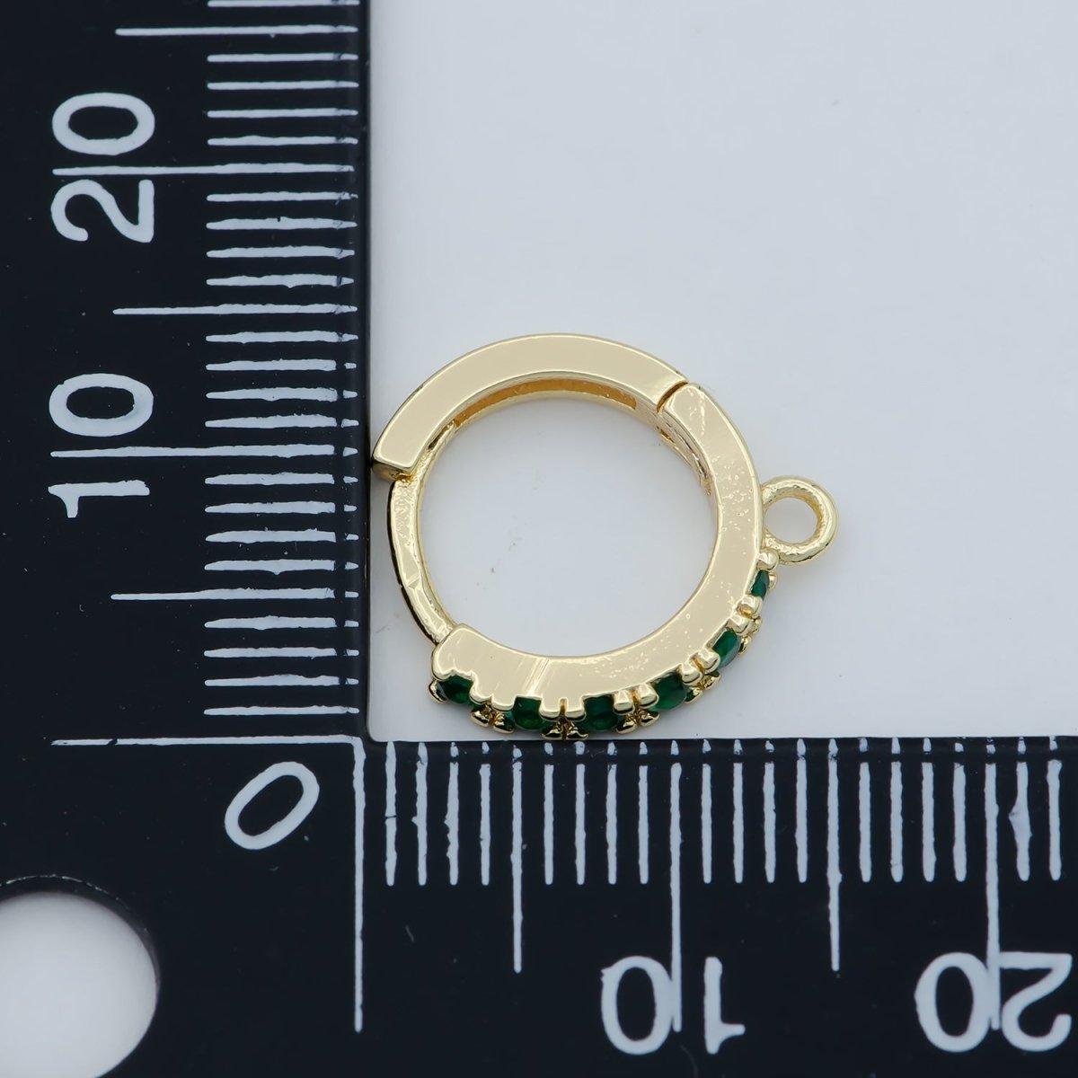 18K Emerald Green Gold Filled Round Huggies Earring Supplies Open Link earring For DIY Jewelry Making Earring Making L-390