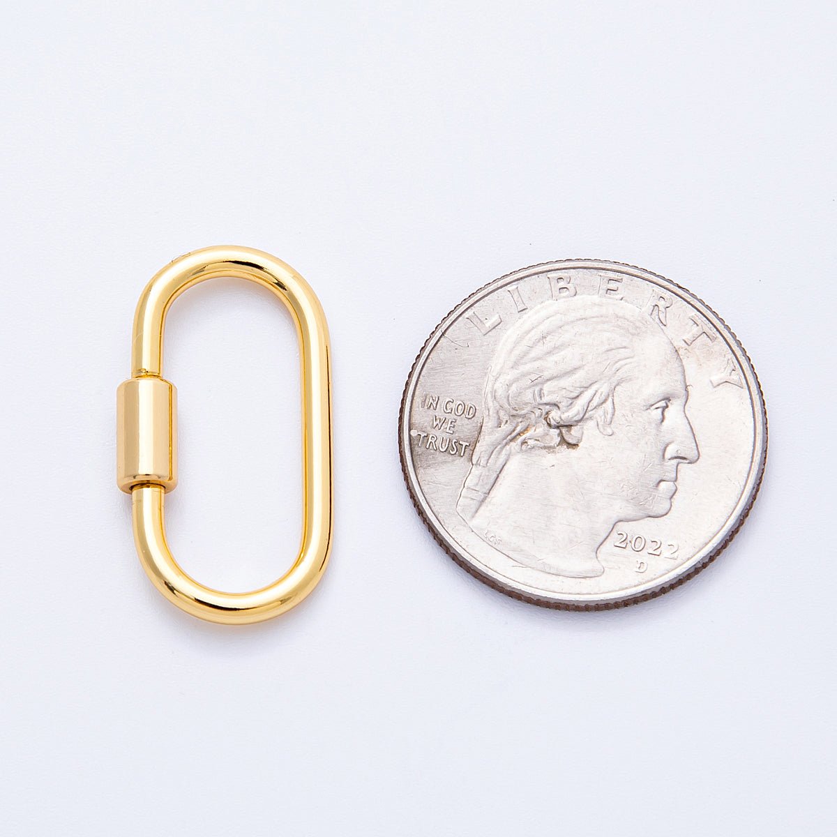 18K Gold Filled 26mm Minimalist Oblong Carabiner Clasp Closure Finding | Findings-00039