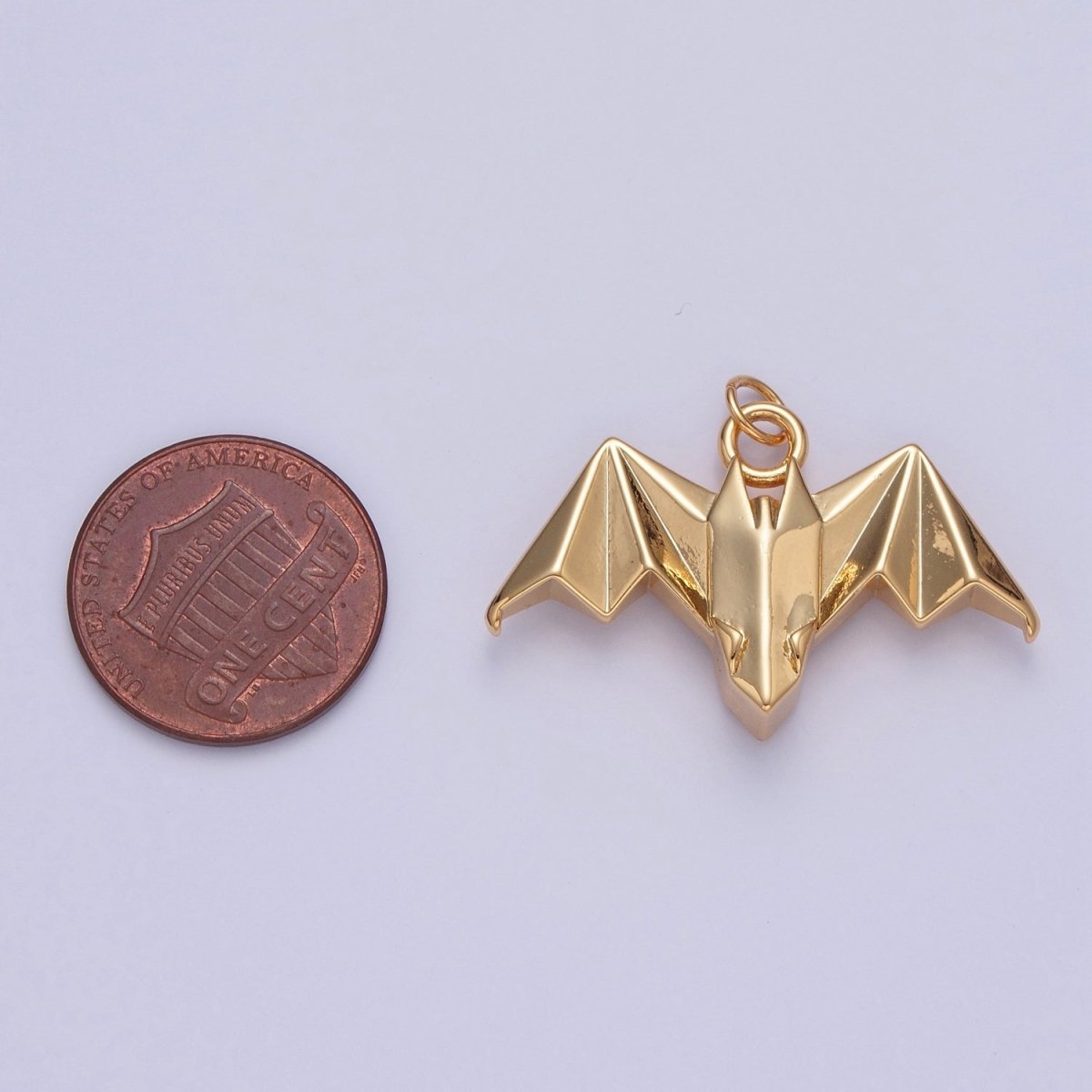 18K Gold Filled Origami Bat Halloween Nocturnal Animal Charm | X-080