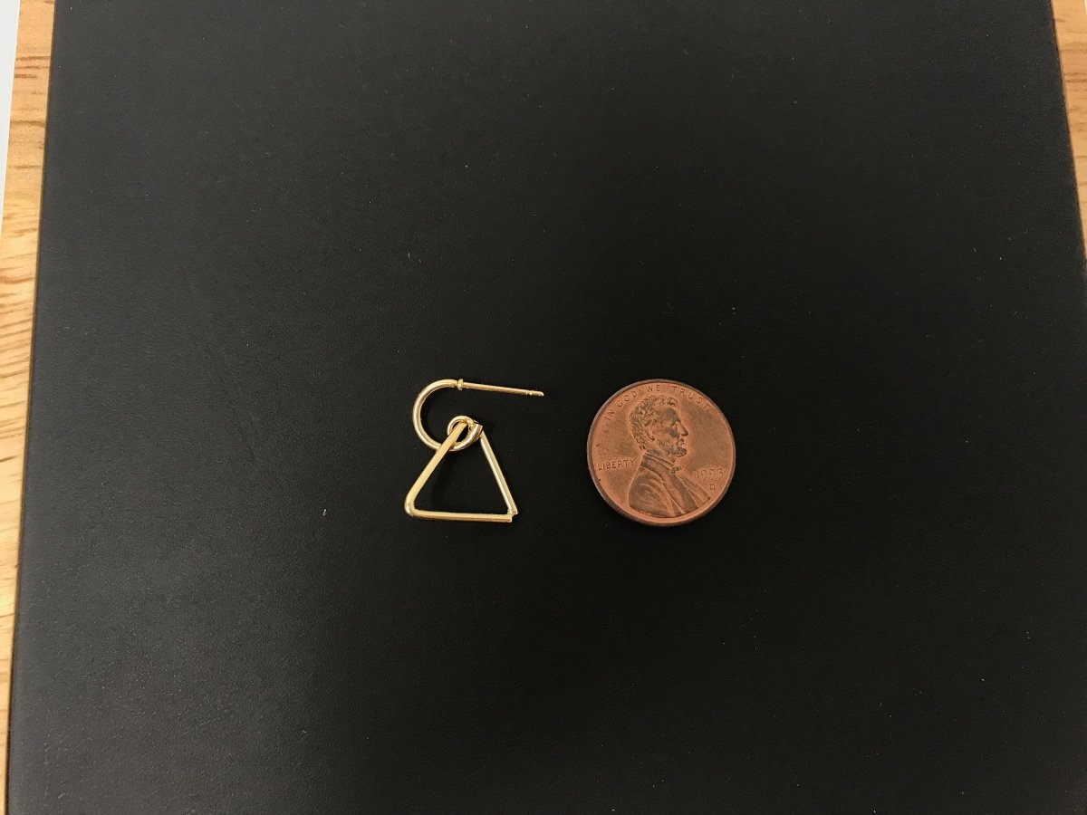 18k Gold Filled Triangle Earrings Post, Handmade Stud Earrings, Geometric Earring Making Findings for Jewelry Making Supplies K-019