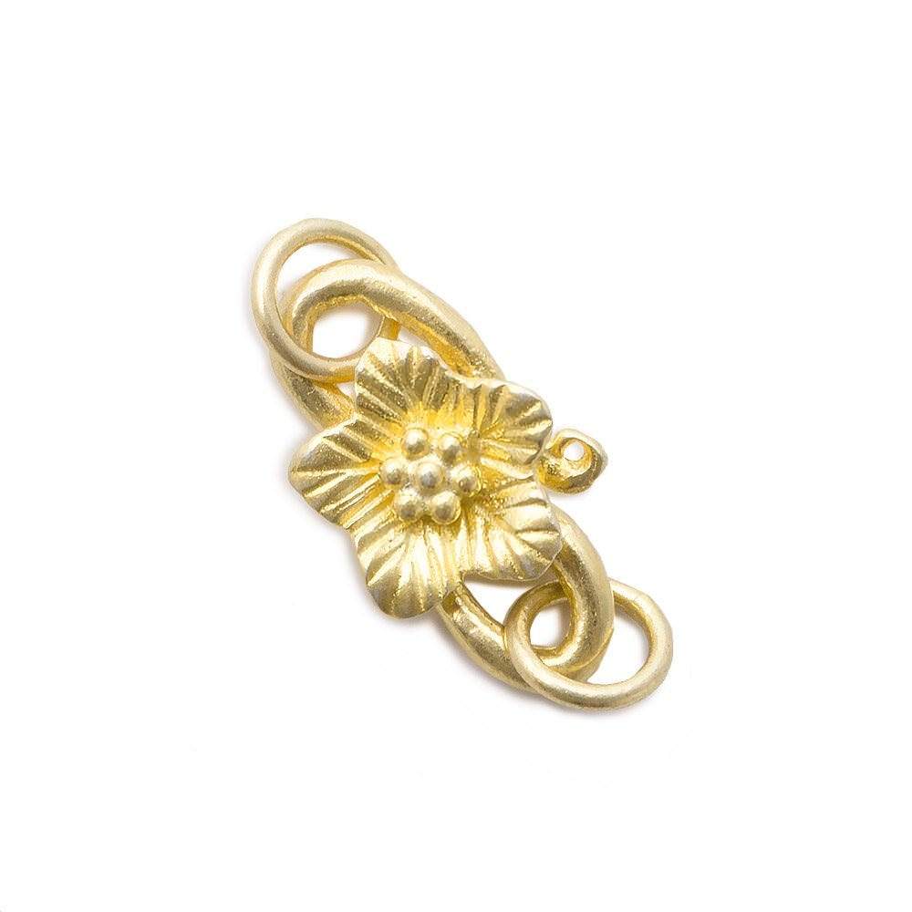 18x10mm Vermeil S Hook with Forget Me Not Flower 1 piece