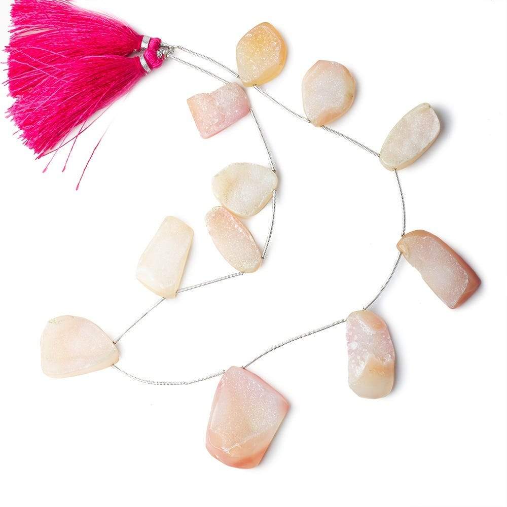 18x13-28x22mm Sorbet Pink Agate Drusy Freeform Beads 11 pieces