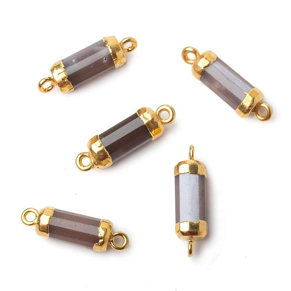 18x8mm Gold Leafed Chocolate Moonstone faceted barrel tube Connector 1 piece