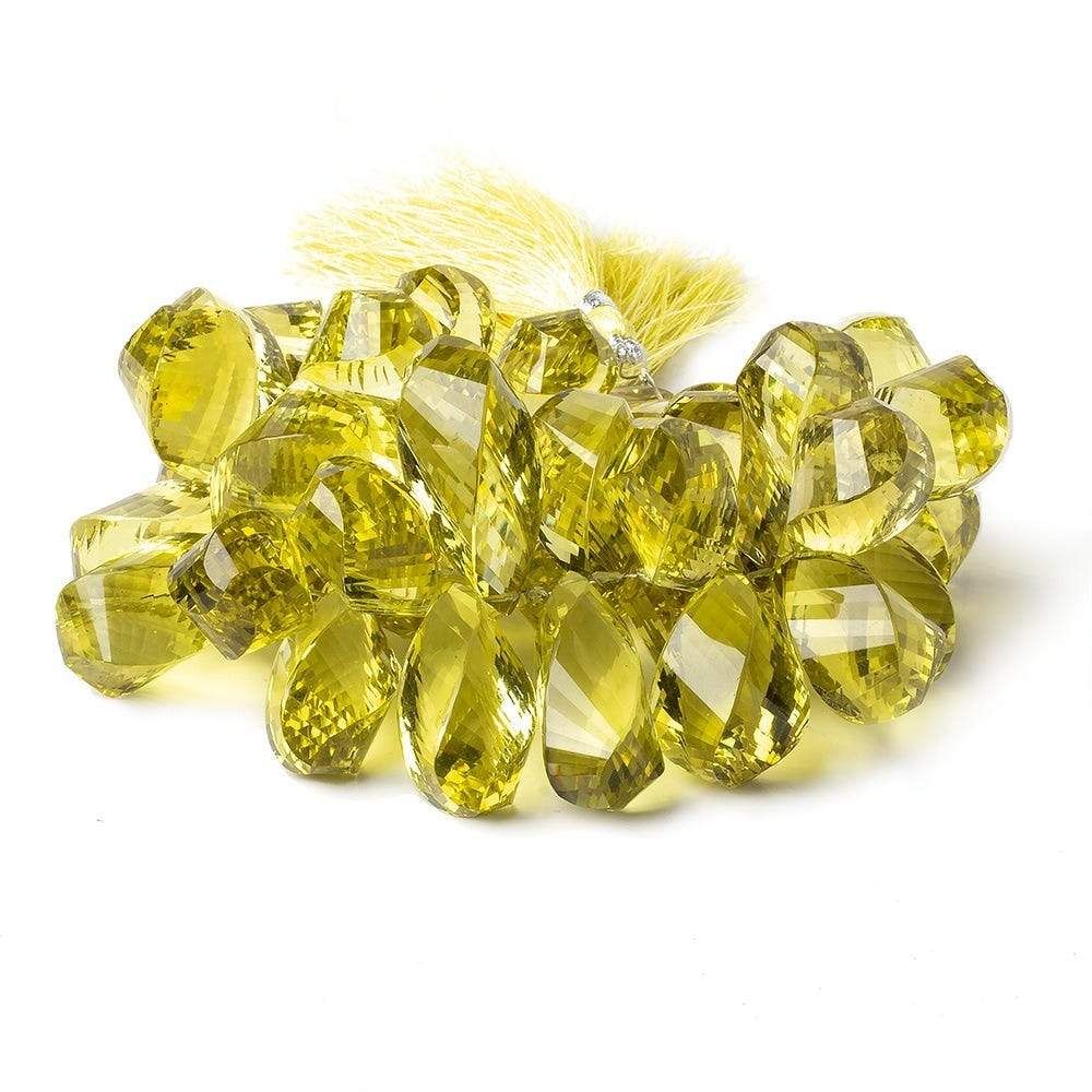 18x9mm-28x12mm Lemon Quartz Faceted Twist Beads 7 inch 42 pieces