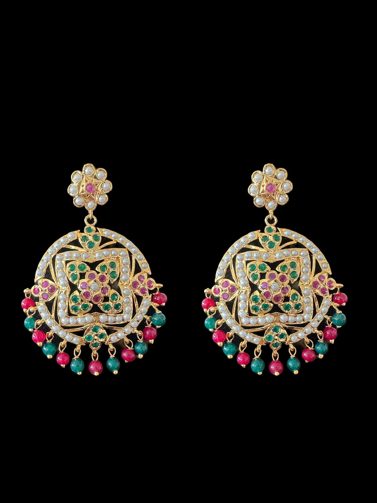 DNS109 Ruchika necklace set in red green ( READY TO SHIP )