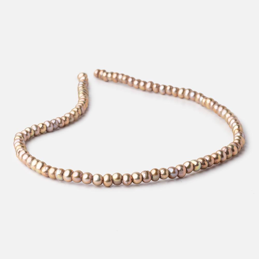 5-6mm Golden Beige Off Round 2.5mm Large Hole Pearls 95 Beads