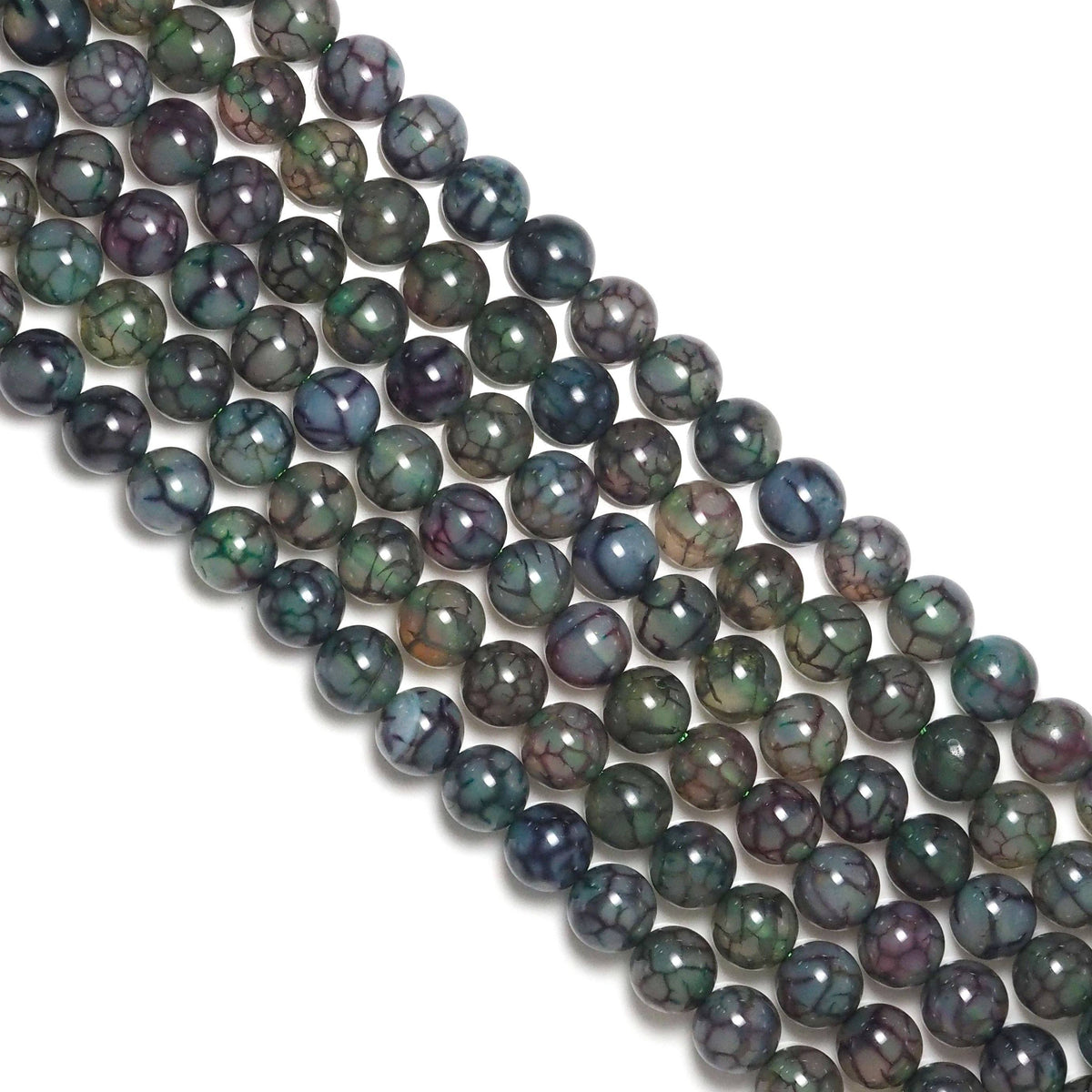 Natual Green Dragon Vein Agate Round Smooth Beads, Sku#U1767
