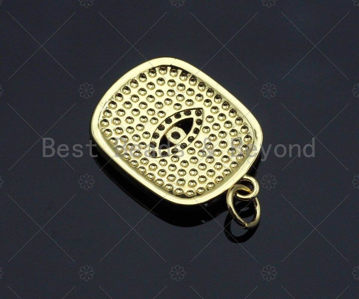 White Enamel Star Moon Evil Eye on Dog Tag Pendant,CZ Micro Pave pendant,Enamel pendant,Enamel Jewelry, 16x22mm,sku#LD05
