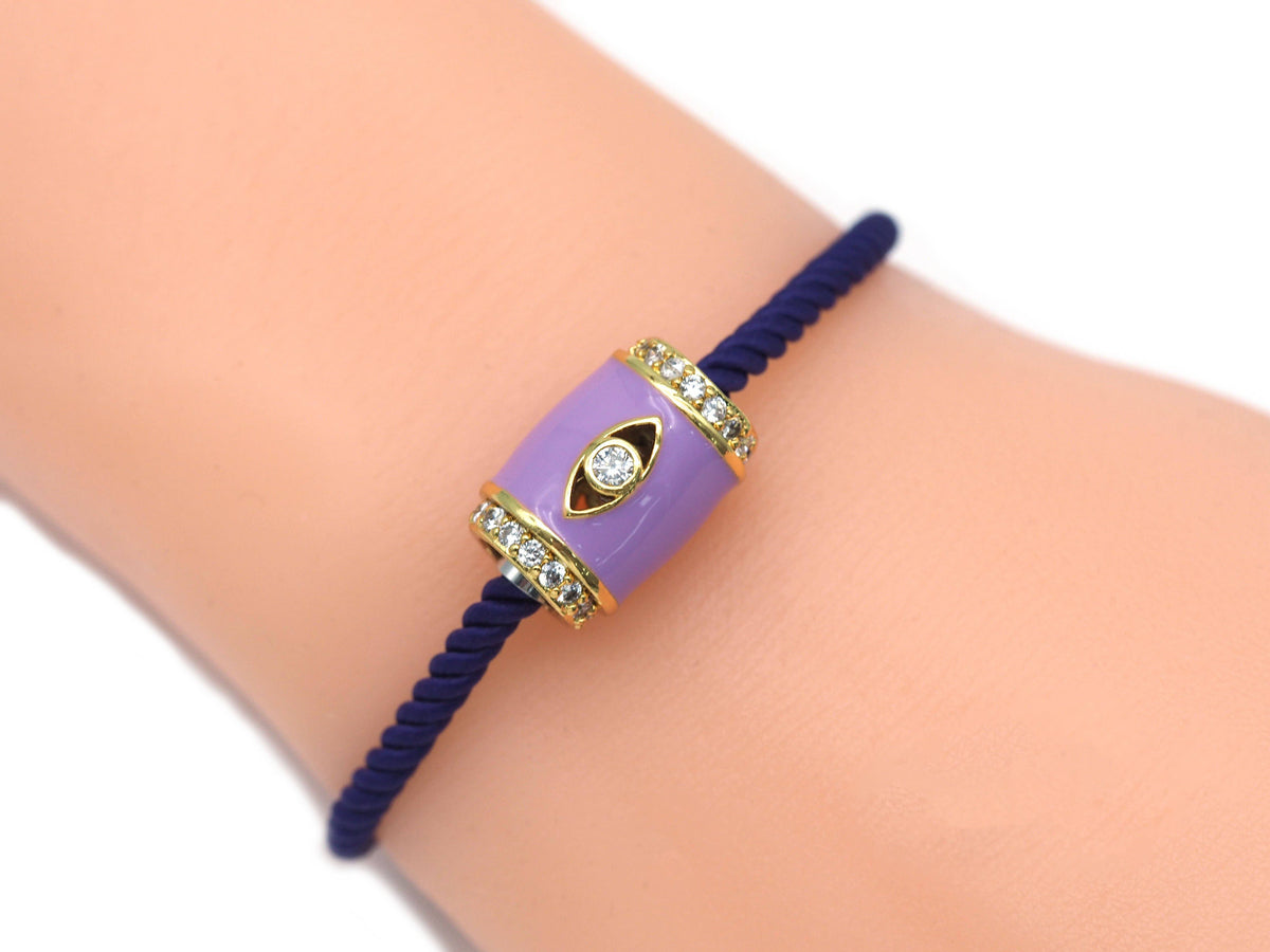 CZ Enamel Evil Eye On Barrel Beads, Sku#N60