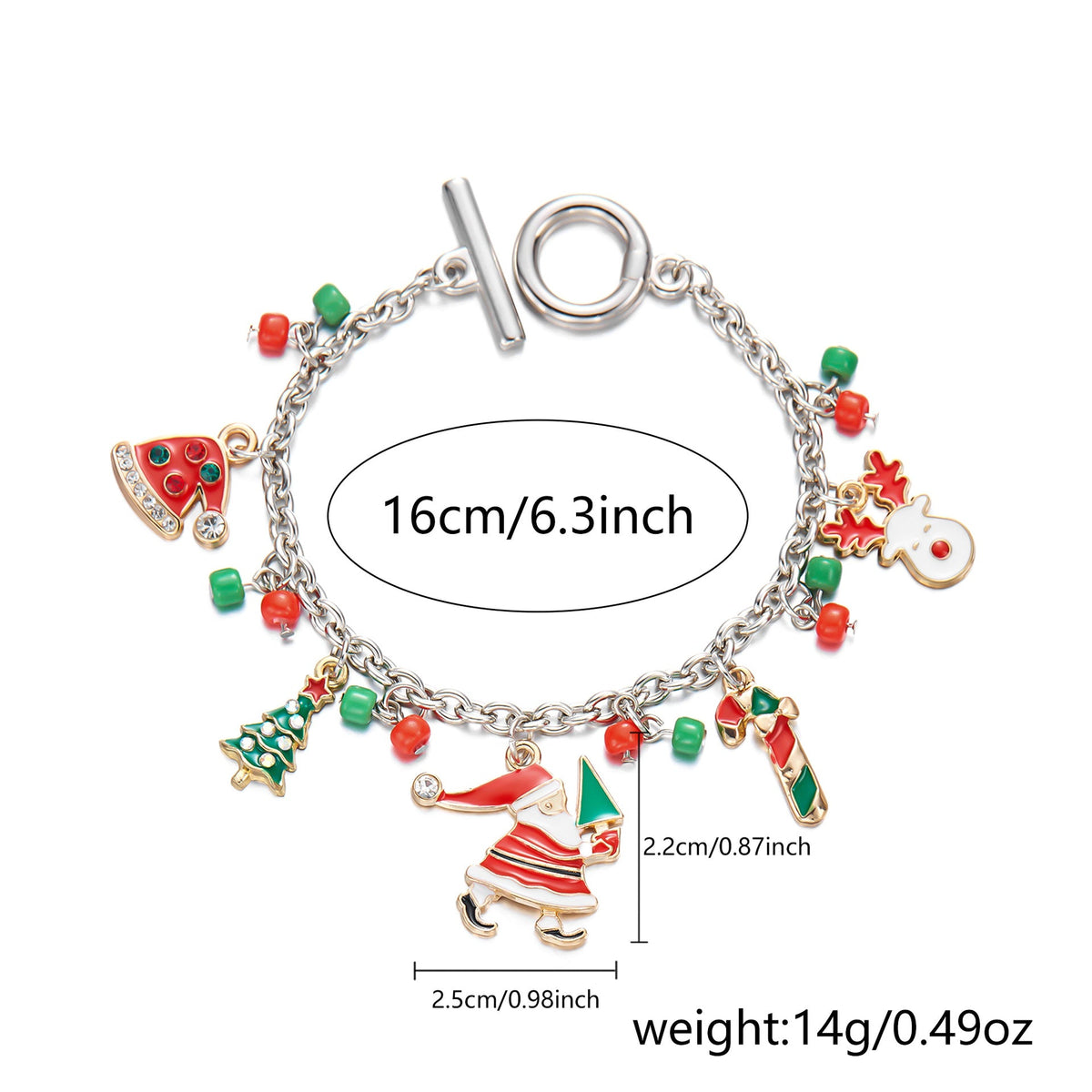 Cross-Border Christmas Bracelet With European And American Snow Santa Claus Bell Wreath Gift Pendant, Pull-Out Light Luxury Design Bracelet