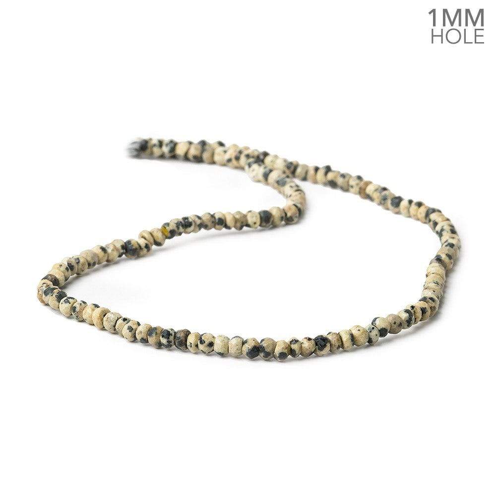 3.5-4mm Dalmatian Jasper Faceted Rondelles 13.5 inch 125 Beads 1mm Large Hole