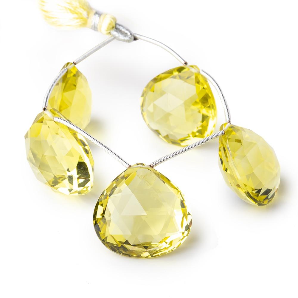 20-23mm Lemon Quartz Faceted Heart Beads 5 inch 5 pieces AAA
