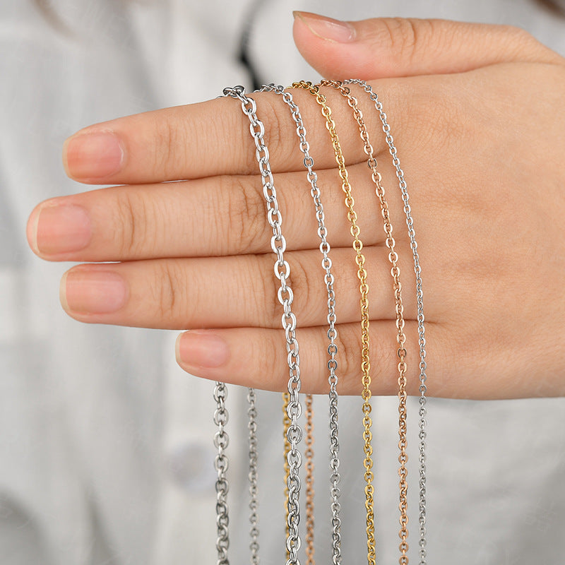 Stainless Steel Unisex More Sizes O-shaped Chain Vertical Cross Necklace