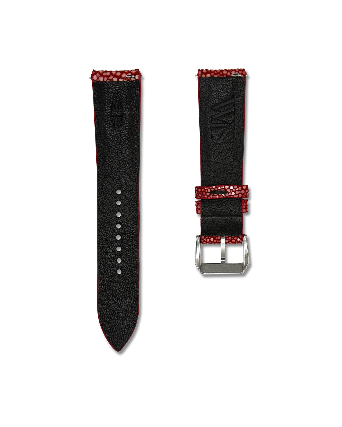 Red Bespoke Stingray Leather Watch Strap 20mm