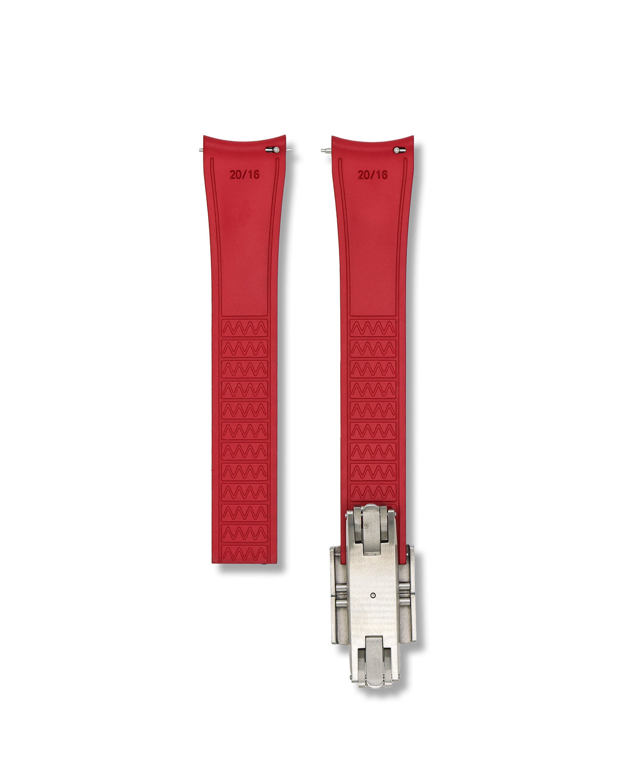 Scarlet Red Deployant Clasp Quick Release Rubber Strap 20mm