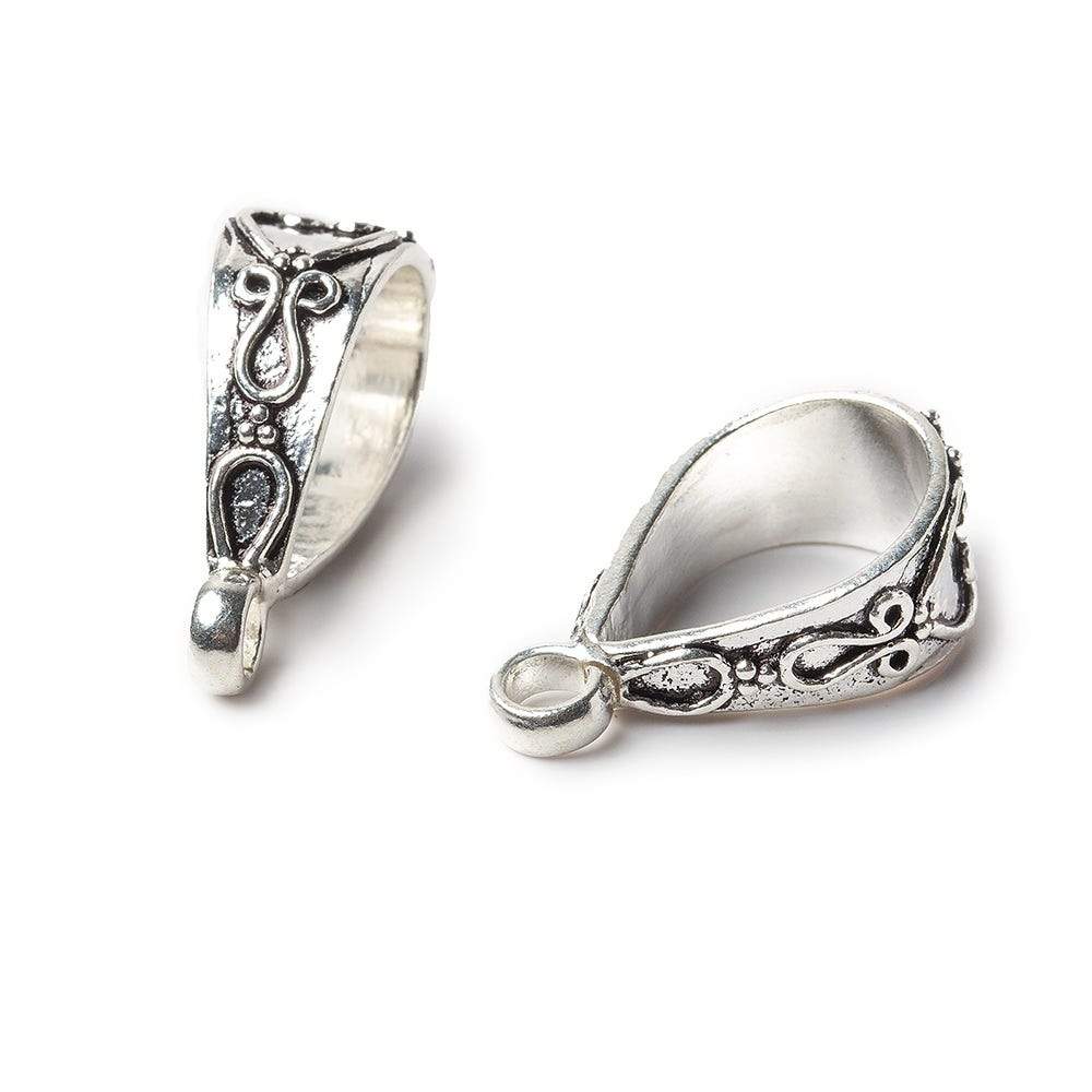 21x8mm Antiqued Sterling Silver Bail Filigree Heart Design 1 finding