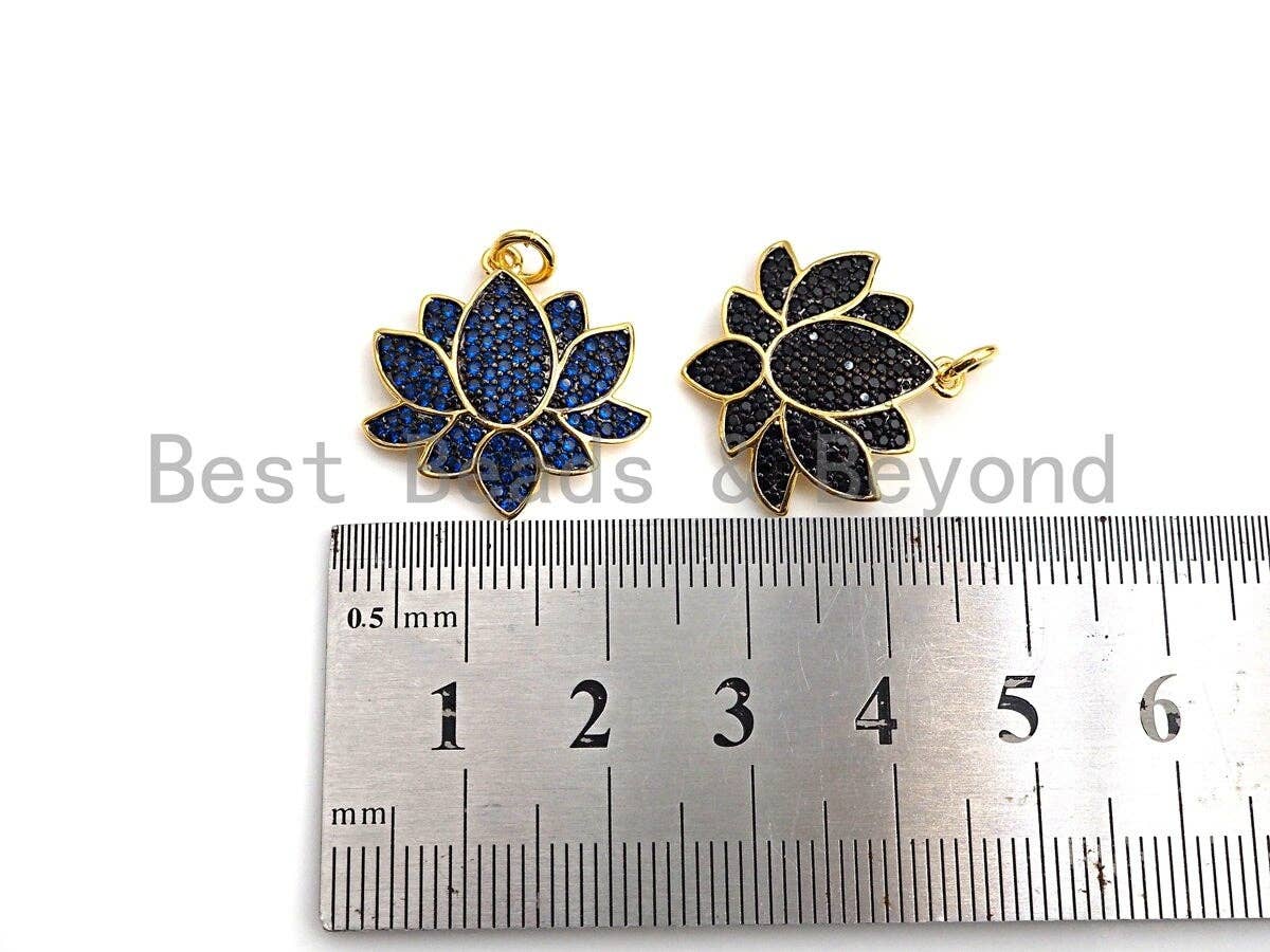 Colorful CZ Micro Pave Lotus Flower Pendant, X144/Z572