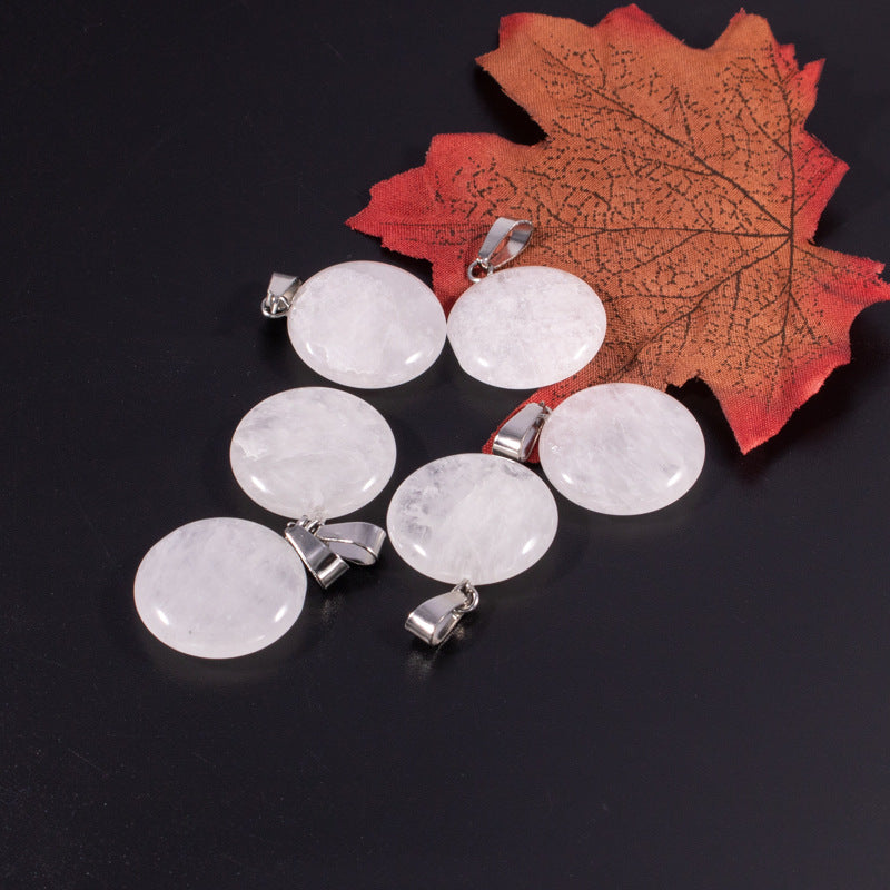 Slouchy Natural Stone Round Fashion Wafer Pendants