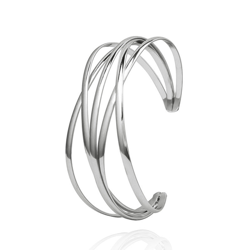 Exaggerated Personalized Cross Metal Double Snake Head Armband Bracelet