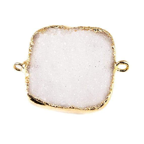22mm Gold Leafed Natural White Drusy Square Connector Focal Bead