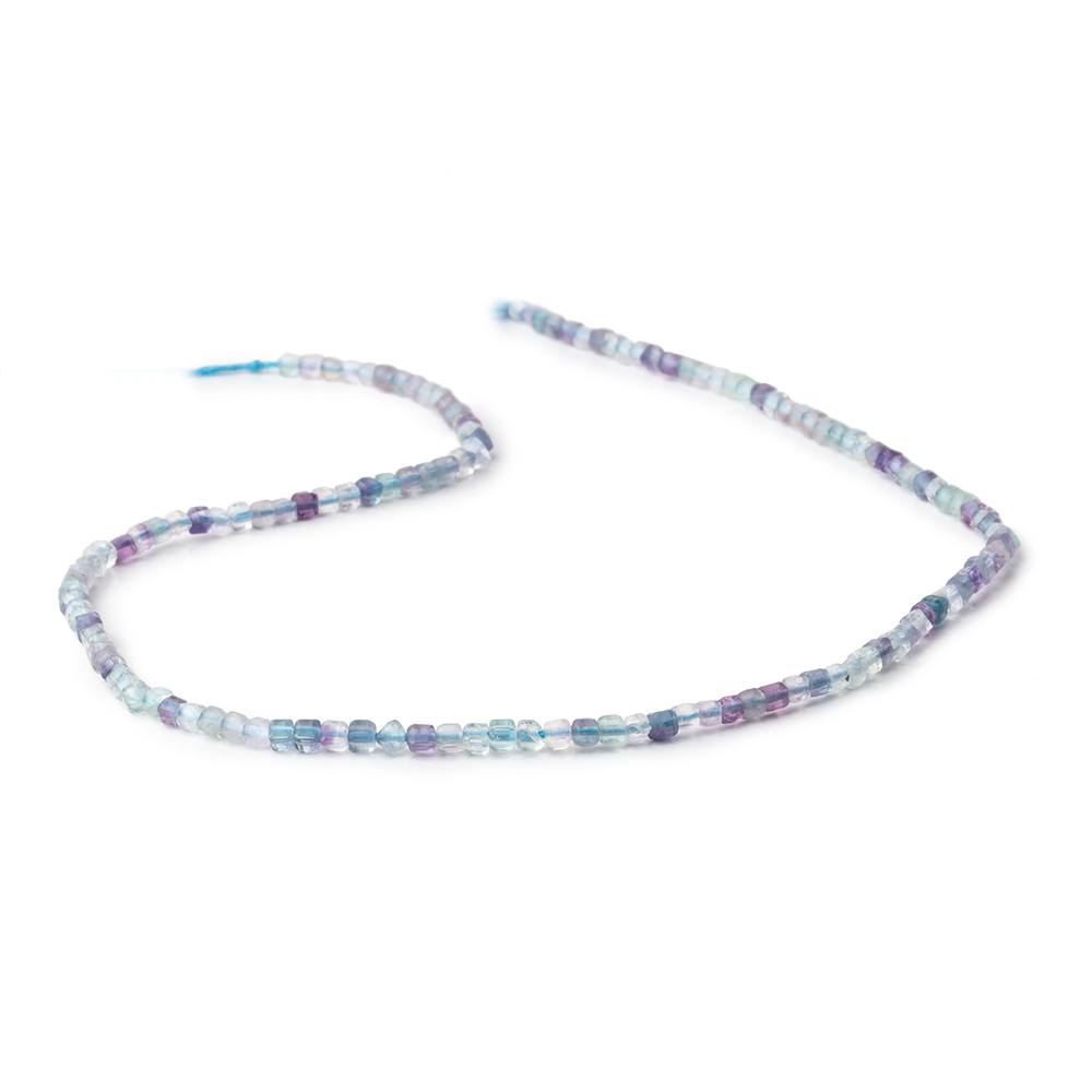 2.2mm Multi Color Fluorite Micro Faceted Cube Beads 12.25 inch 132 pieces