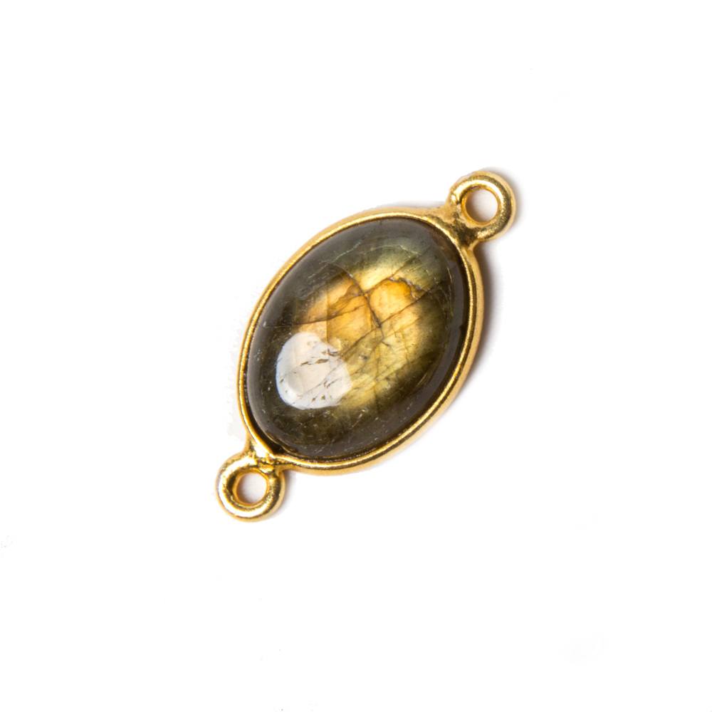 22x11mm Vermeil Bezeled Labradorite plain oval Connector 1 piece