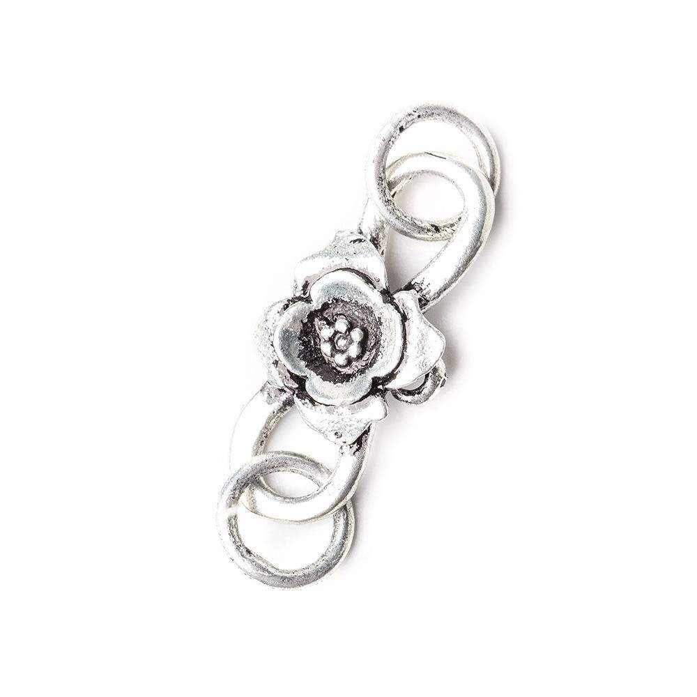 22x8mm Antiqued Sterling Silver Elongated Flower S Hook 1 Findings
