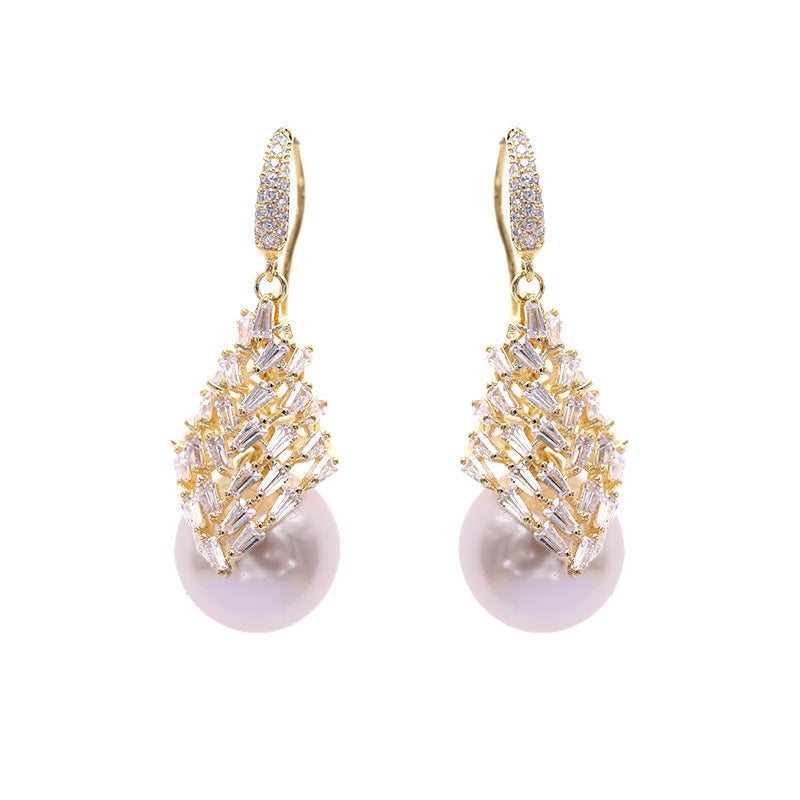 Zircon Fashion Temperament Water Drop Ear Hook Personality Earrings