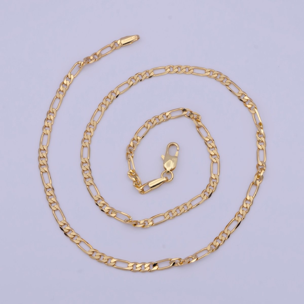 24K Gold Figaro Necklace • Minimalist Necklace Chain Unisex Figaro Chain • Figaro 18 Inch Chain Ready to Wear | WA-1144 Clearance Pricing