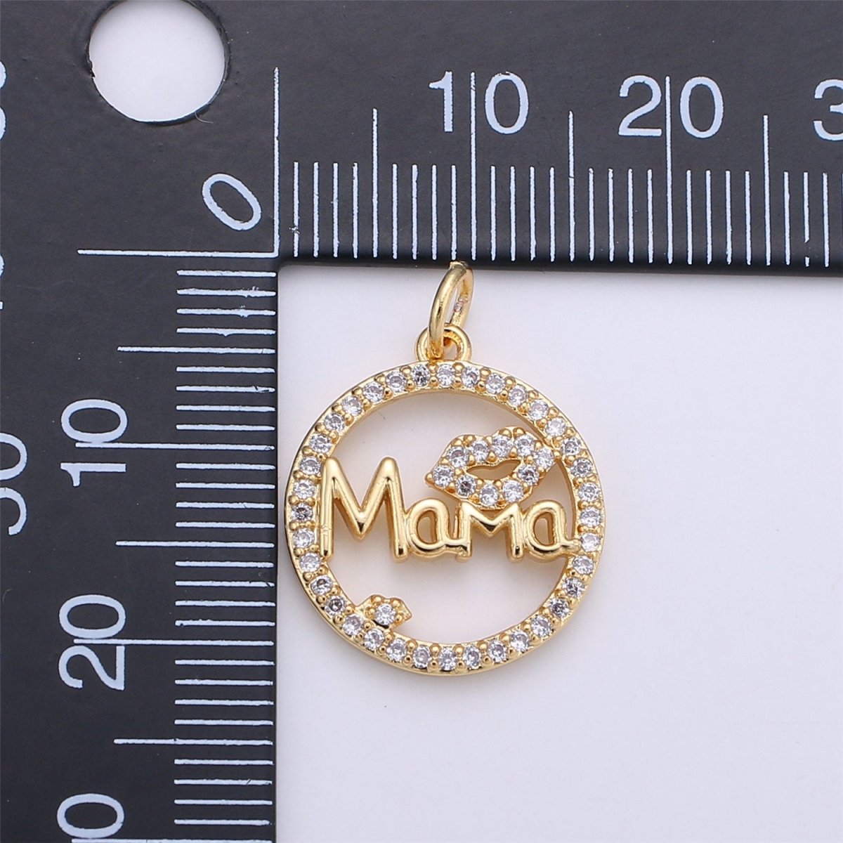 24k Gold Fill Micro Pave Mother Charm - Mama Necklace Charm - Mother Necklace Pendant - Mother's Day Gifts - Mama Letter Necklace Pendant I-563
