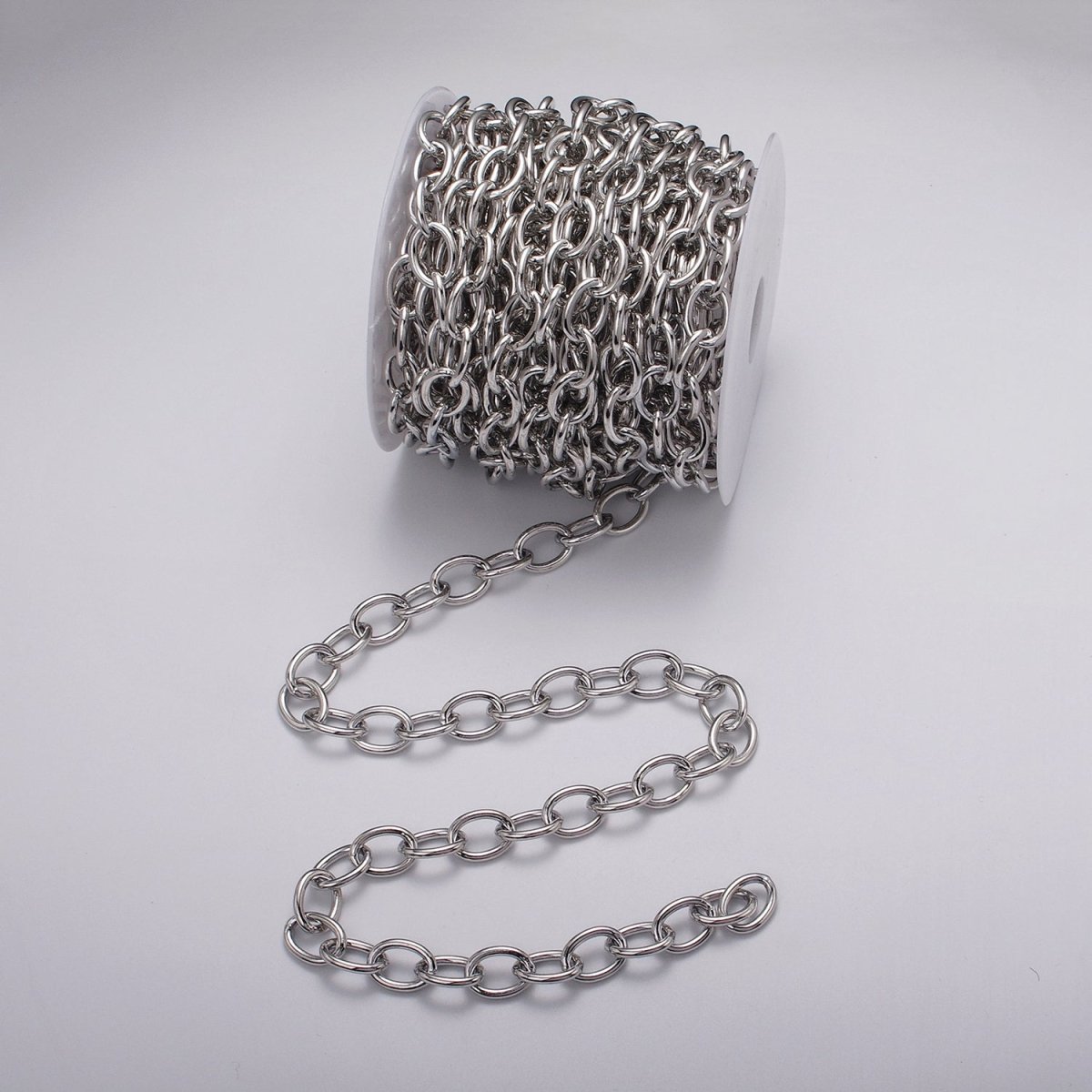 24K Gold Filled 12.5mm Oval Cable Unfinished Statement Chain by Yard in Gold & Silver | ROLL-1067, ROLL-1077