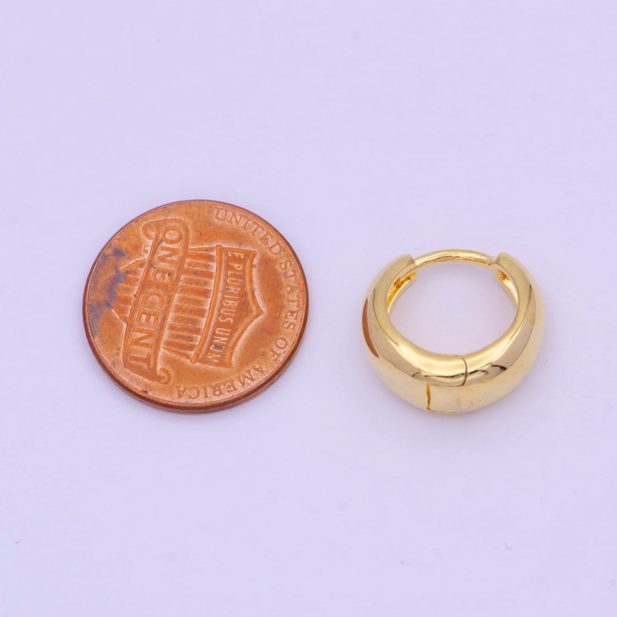 24K Gold Filled 15mm Dome Minimalist Huggie Hoop Earrings Q-010