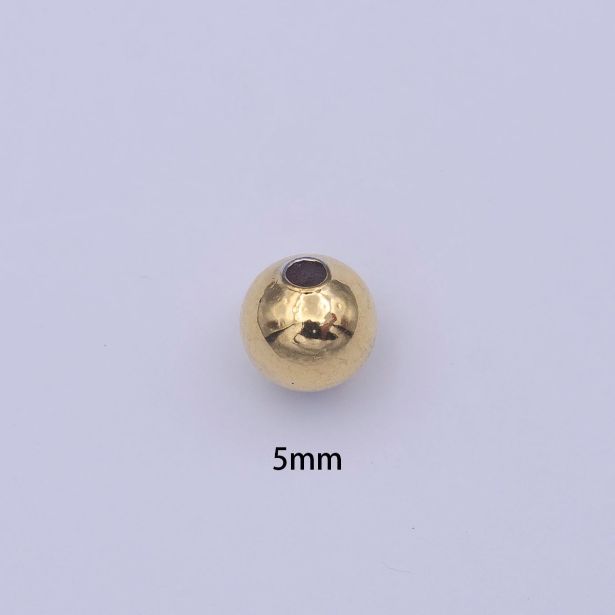 24K Gold Filled 5mm Round Minimalist Bead Crimp Jewelry Making Supply | Z-407
