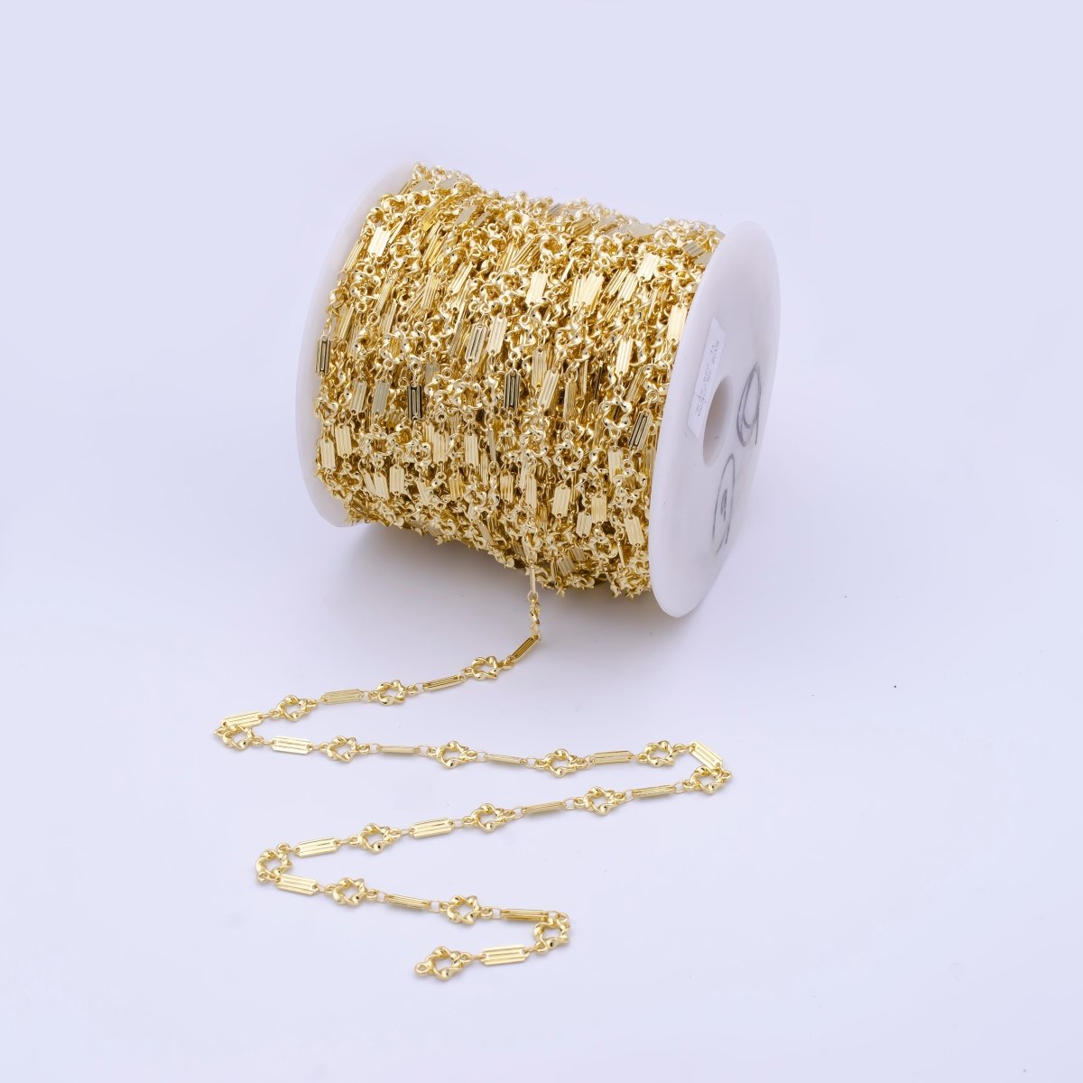 24K Gold Filled Chunky Unique Chain Gold Filled Flat Bar Link Chain, Unique Unfinished Chain in Gold For Jewelry Making | ROLL-780