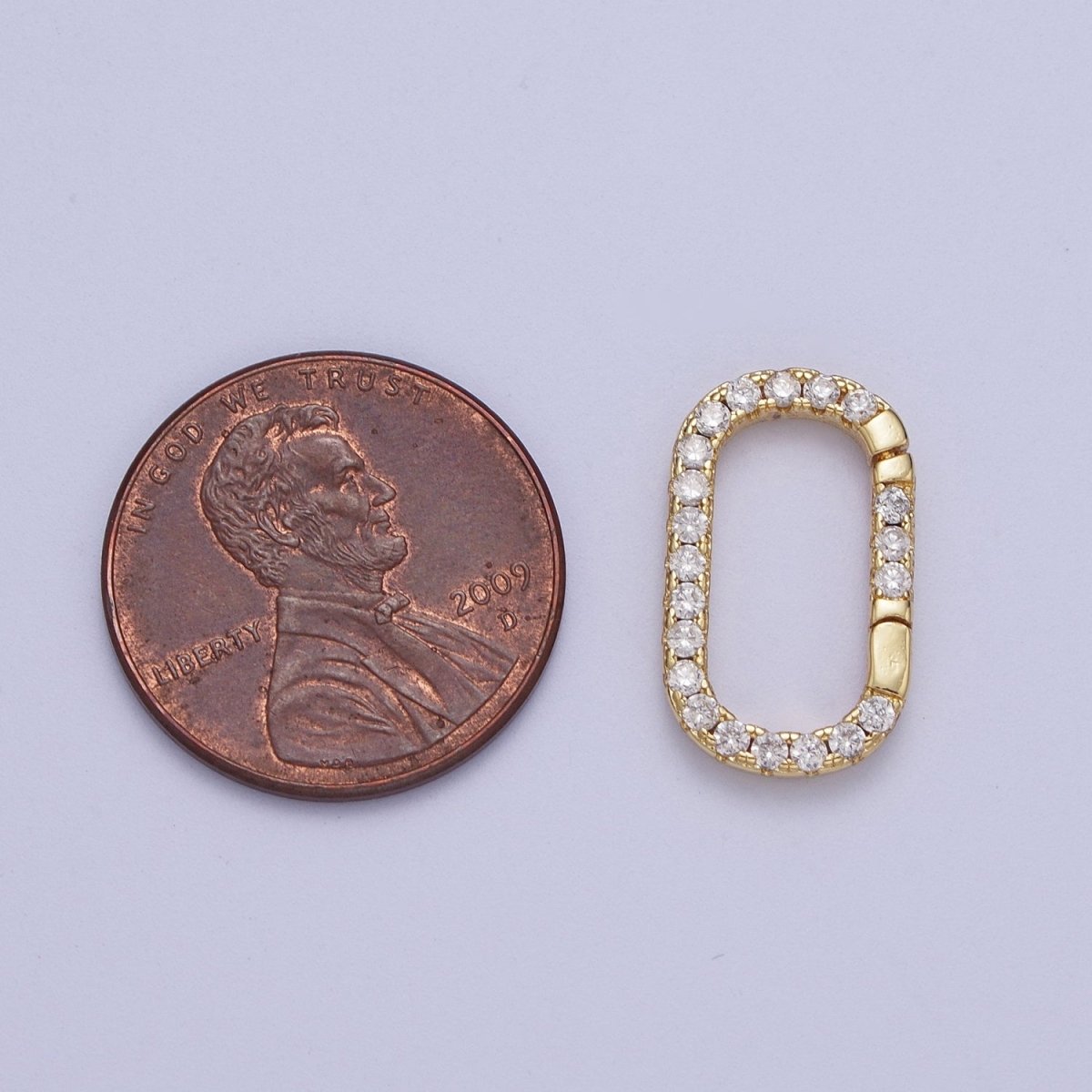 OS 24K Gold Filled Clear Micro Paved CZ Long Oval Spring Gate Ring Supply For Jewelry Making L-935