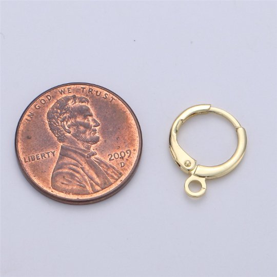 24k Gold Filled Earring Simple Round One Touch Earring jewelry Making, Earring supplies to put a charm dangle component, K-008