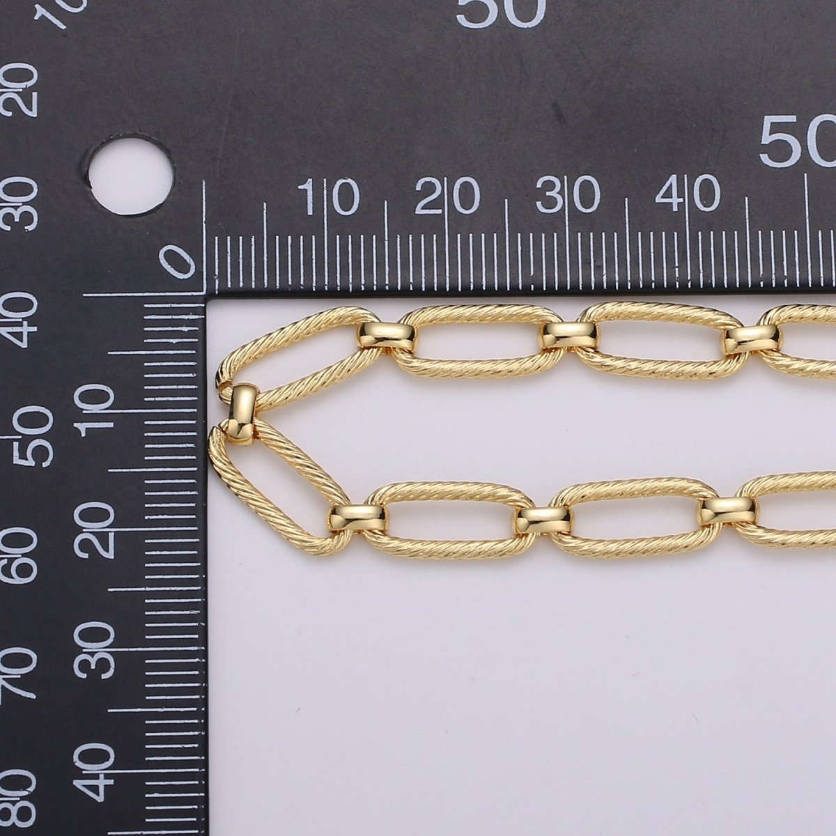 24K Gold Filled Ellipse Unique PAPERCLIP Chain by Yard, Embossed Thick Roll Chain for Necklace Bracelet Anklet Component Supply | ROLL-382 Clearance Pricing