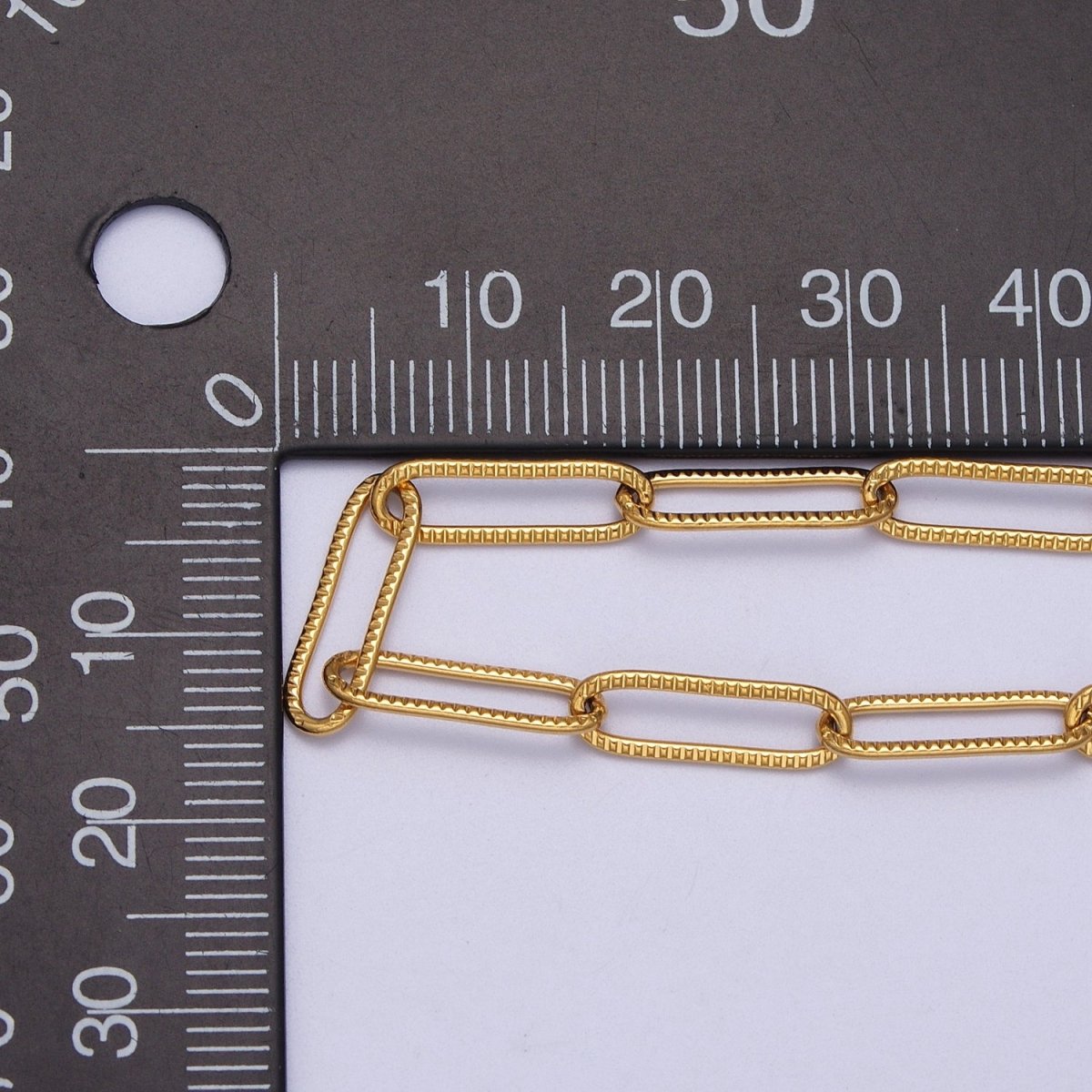 OS 24K Gold Filled Line Textured Paper Clip Unfinished 4.5mm Chain in Gold & Silver | ROLL-891 ROLL-892 Clearance Pricing