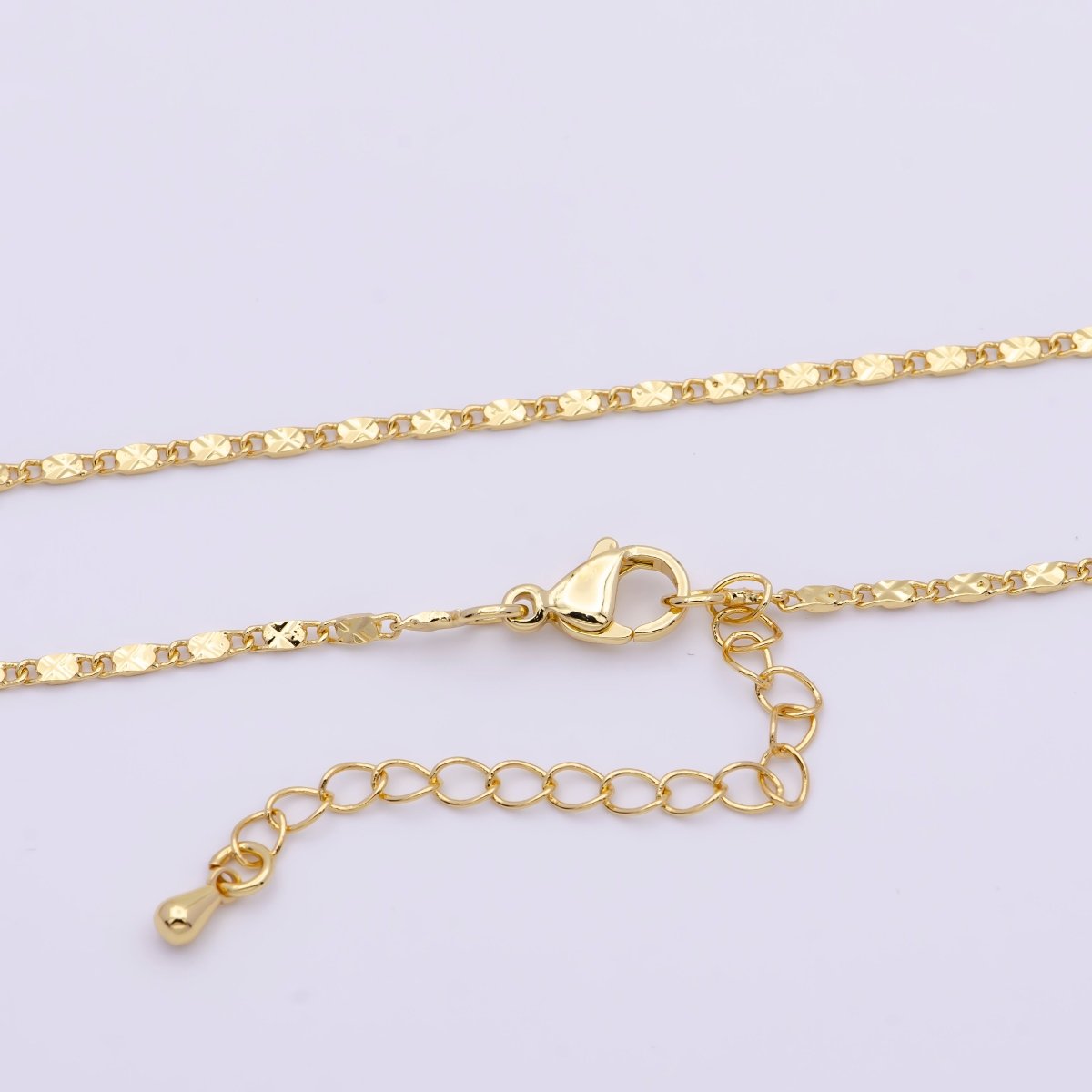 24K Gold Filled Link Sunburst Scroll Unique Chain 18 Inch Necklace with 2" Extender For Jewelry Making | WA-1090 Clearance Pricing