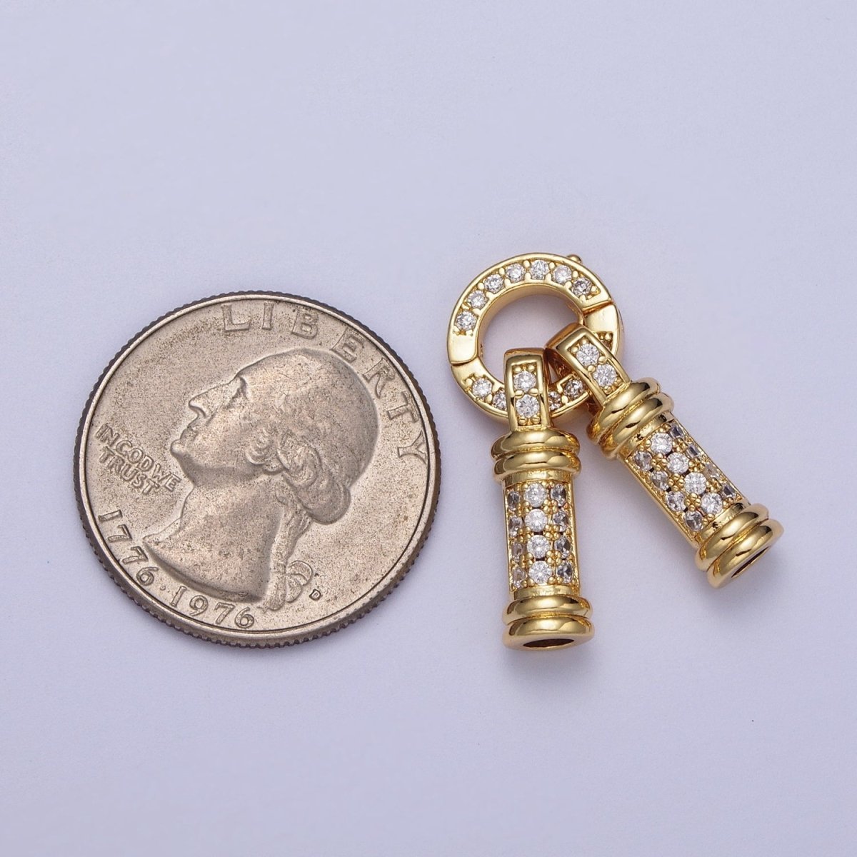 24K Gold Filled Micro Paved CZ Minimalist Double Loop Leather Jewelry Spring Gate Closure | K-165