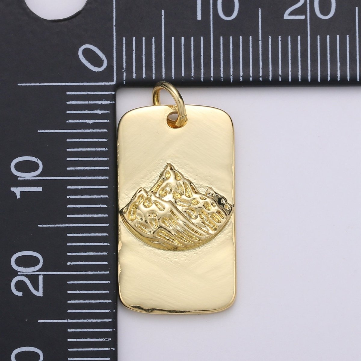 24K Gold Filled Mountain Rectangle Charm E-009