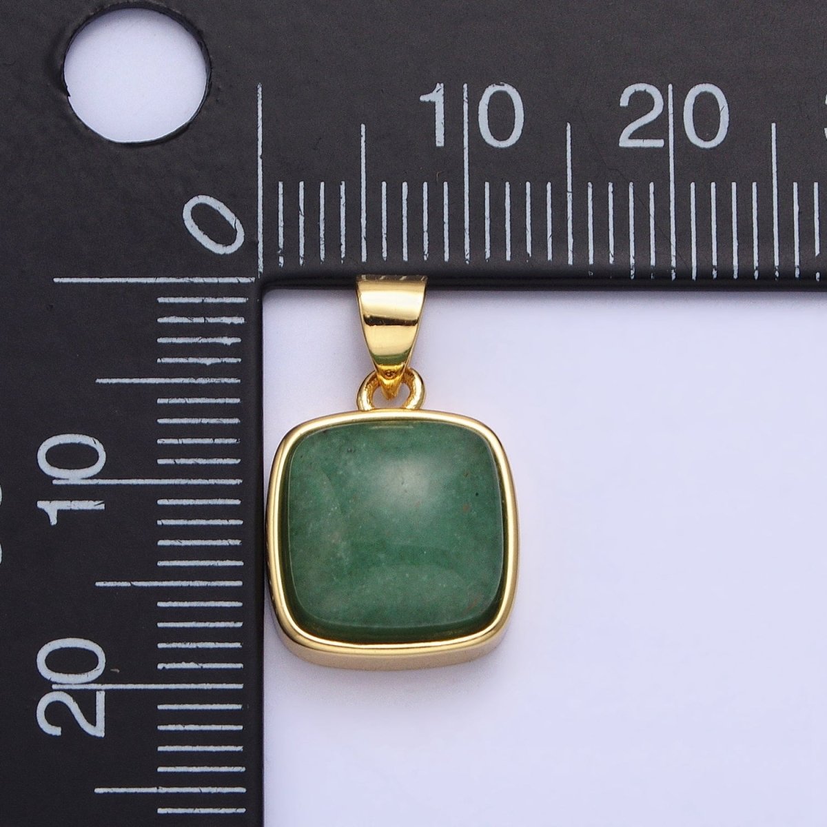 24K Gold Filled Natural Stone Amethyst, Labradorite, Moonstone, Tiger Eye, Amazonite, Aventurine, Rose Quartz, Blue Tiger Eye Square Pendant with CZ Stone | AA332 - AA338