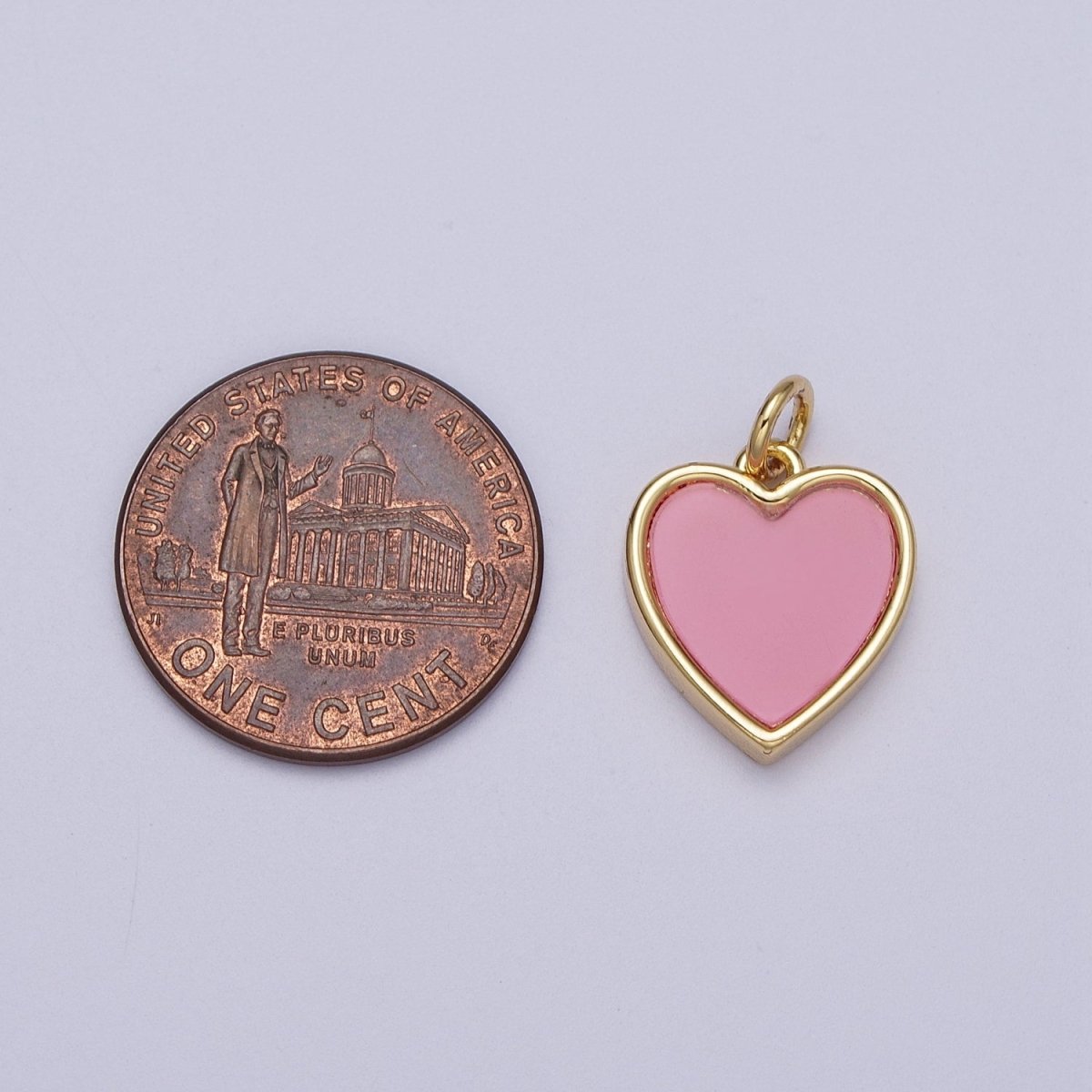 24K Gold Filled Pink Glass, Shell Pearl Natural Gemstone Heart Charm | C-364 C-376