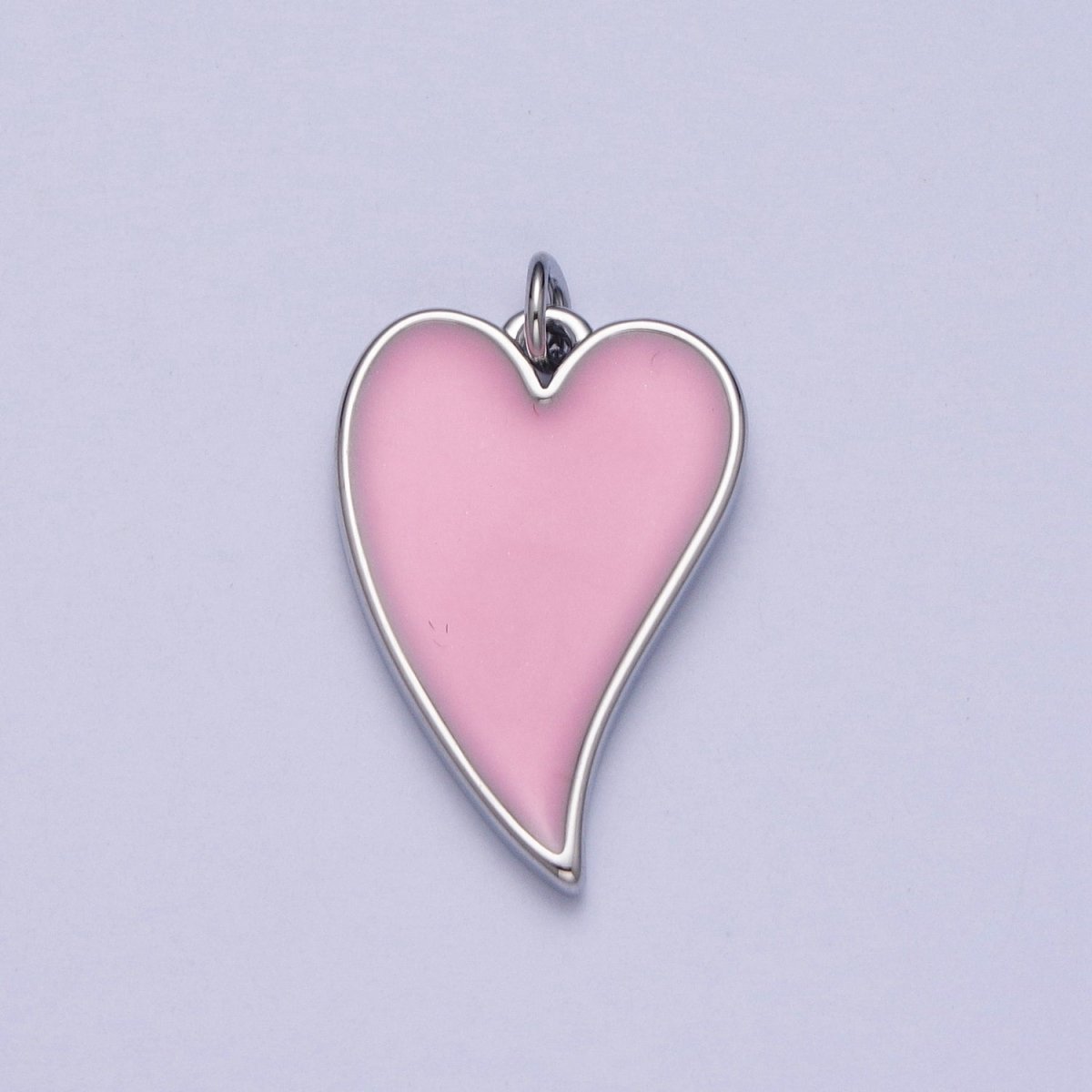24K Gold Filled Pink Heart Enamel Charm For Valentine Love Jewelry in Gold & Silver | X-805 X-806